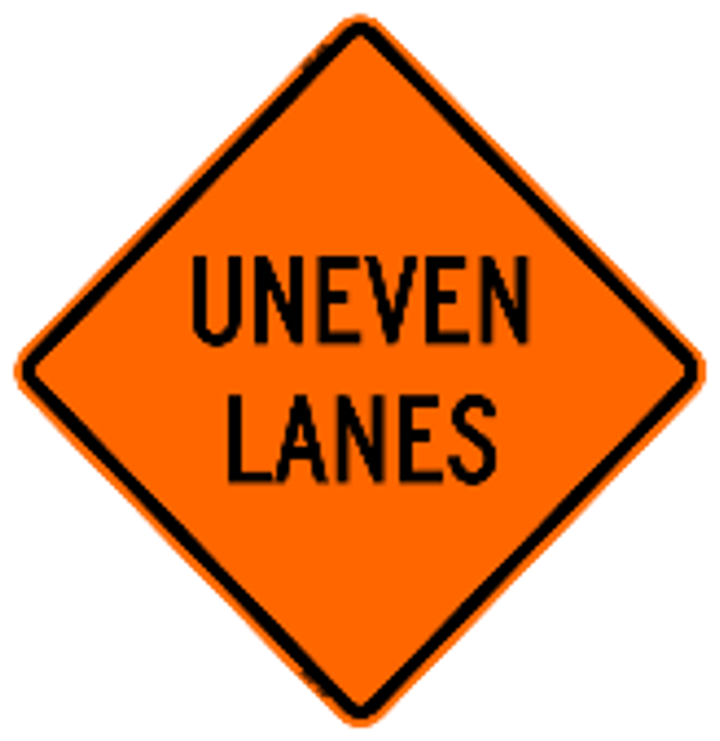 Uneven Lanes Sign