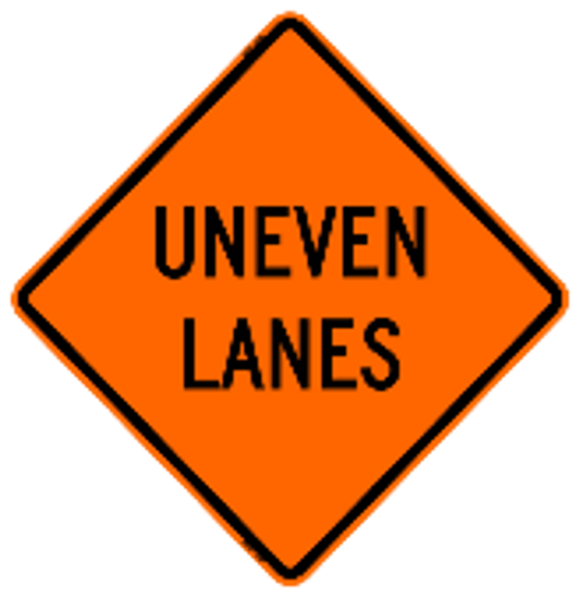 Uneven Lanes Sign